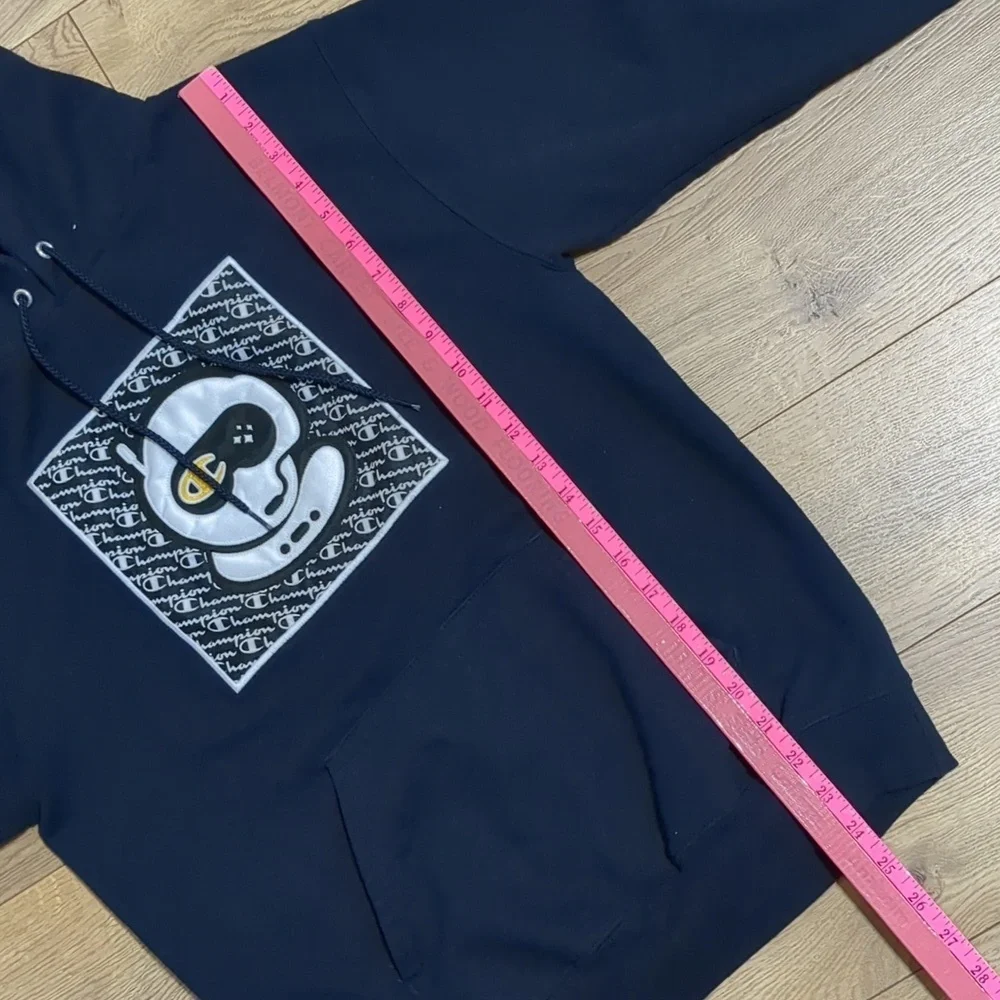 Champion Spacestation Gaming Hoodie Navy Blue Logo Unisex Size Small